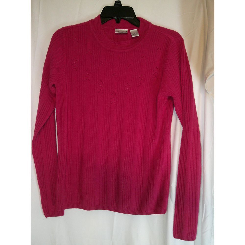 Kim Rogers Signature Pink Light Sweater Blouse with Silver Beadwork Small